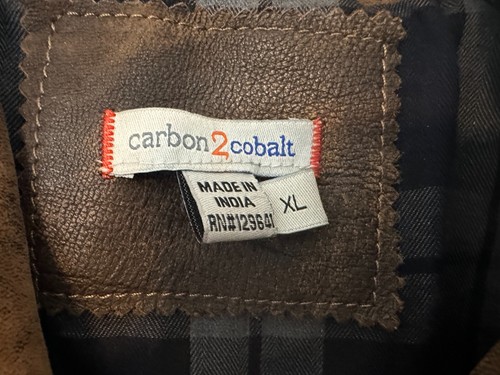 Chaqueta de Cuero Carbono 2 Cobalto Talla XL Para Hombre Genuina Cordero Marrón Bolsillo - Imagen 12 de 14