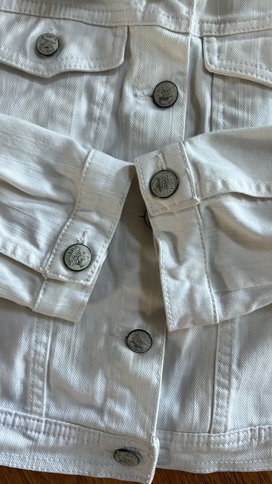 Jaqueta jeans branca GAPKids - Tamanho médio - Imagem 4 de 4