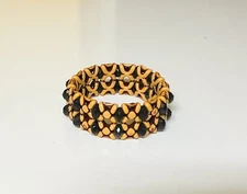 Handmade double layer brown beaded bracelet