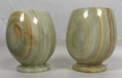 Natürlicher Onyx Marmor Stein Kerzenhalter 2er Set 5'' hoch