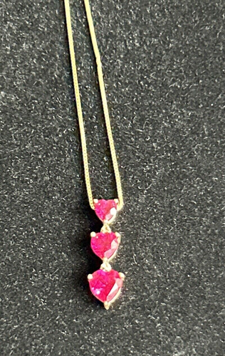 Fine THL 10K Yellow Gold and Ruby Multi Heart Pendant on 18" 14K XL Chain