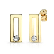 Dafina Classic Studs in 14K Yellow Gold with Diamonds Earrings