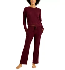 Alfani Ribbed Wide Leg Pajama Set Size S
