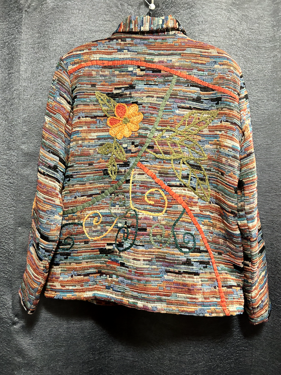 COLDWATER CREEK Colorful Flower Embroidered Jacket Sz P S | eBay