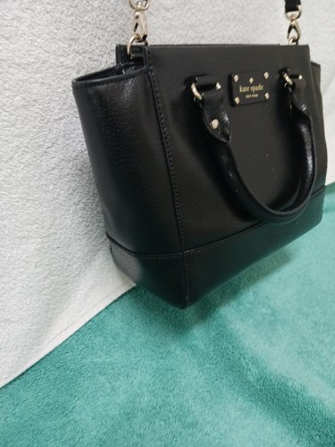 KATE SPADE CROSSBODY BAG SATCHEL BLACK PEBBLED LEATHER HANDBAG EXCELLENT - Picture 3 of 12