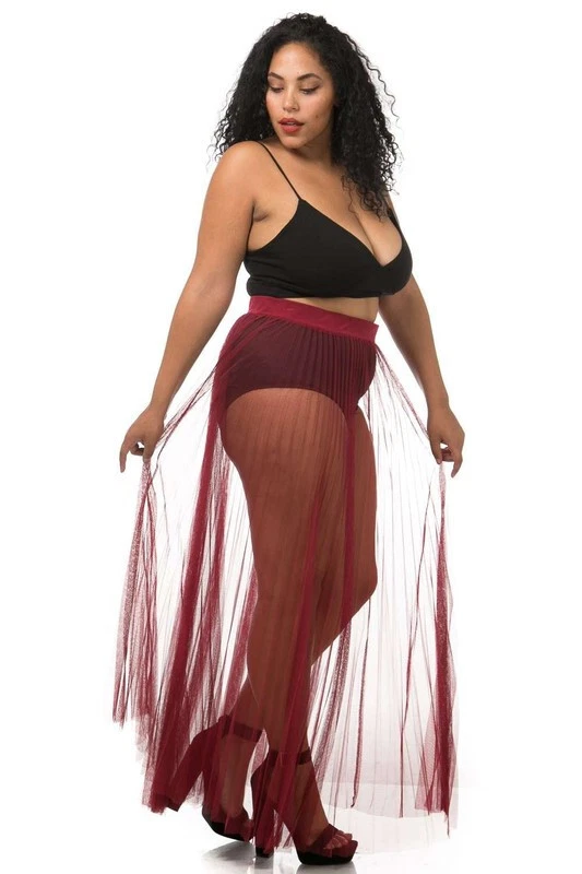 Plus size 2025 sheer maxi skirt