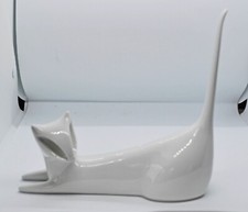 Royal Dux White Porcelain Cat Figurine - Jaroslav Jezek 1950's Czech design