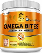 Zesty Paws Omega Bites Skin  Coat Support,Chicken Flavor 90 Soft Chews