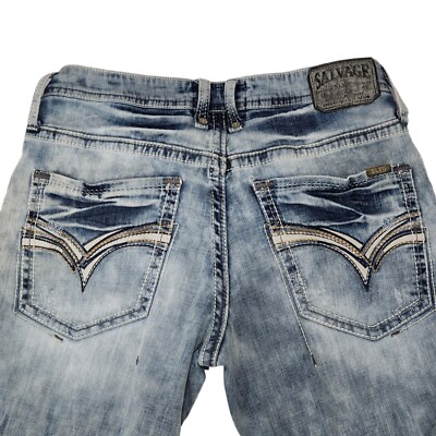 Salvage for Buckle Mayhem Jeans Mens 32x31 Straight Saddle Top