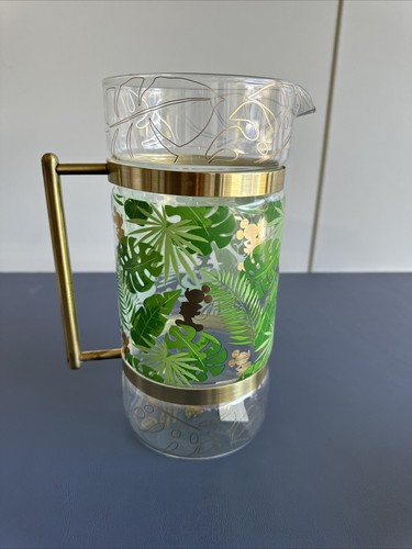 New Disney Home Mickey Mouse Tropical Glass Pitcher - Picture 3 of 7
