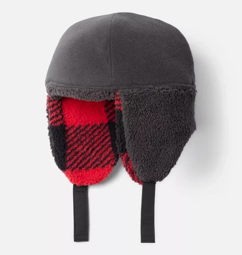 Columbia Rugged Ridge Trapper Hat Kids L/XL Red Check Sherpa Fleece Lined JDM710 - Picture 4 of 10