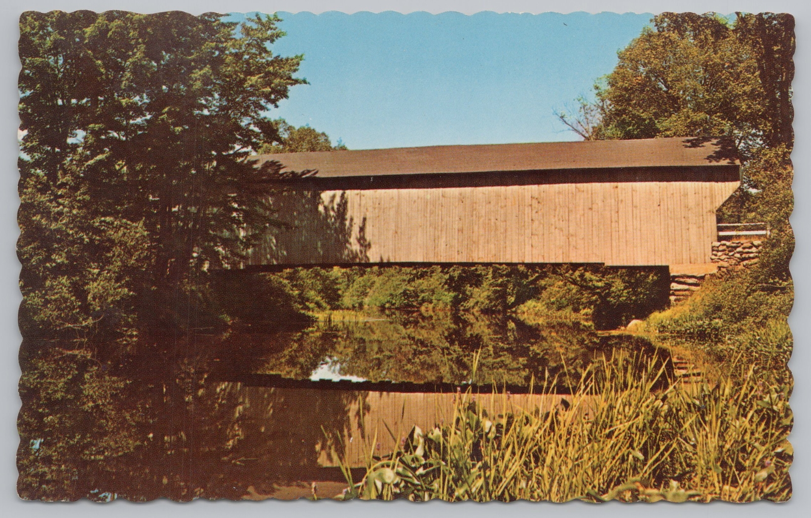 Bridge~Corbin Covered Bridge Over Sugar River~North Newport NH~Vintage Postcard