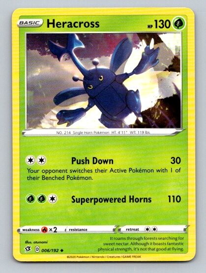 2020 Pokemon Card Rebel Clash Heracross 6/192