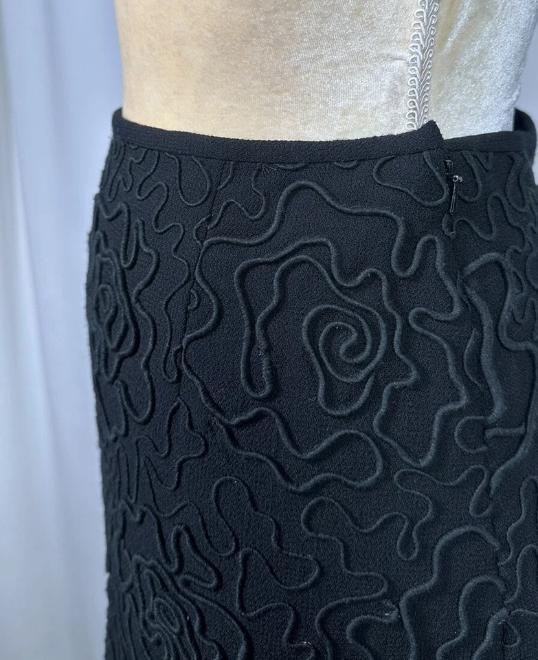 Falda Cynthia Steffe Lápiz Recto 6 100% Lana Negra Bordada Vintage Foto 4 de 4