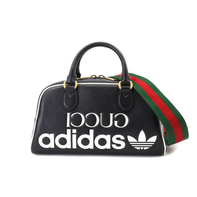 GUCCI adidas Mini Duffel Bag Boston Shoulder Leather Black 702397 90187274
