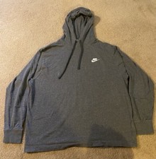 Nike Long Sleeve Hooded Shirt Men s Large Gray/Charcoal Cotton