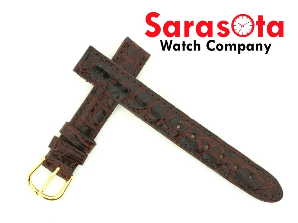 deBeer Genuine Crocodile 10/12/18mm Width Brown Stitched Short Watch Band - Image 2 of 3