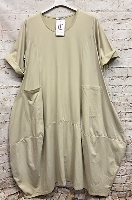 Moonshine F. Ballon Kleid Tunika Lagenlook Übergröße Gr 48 50 52 Neu beige