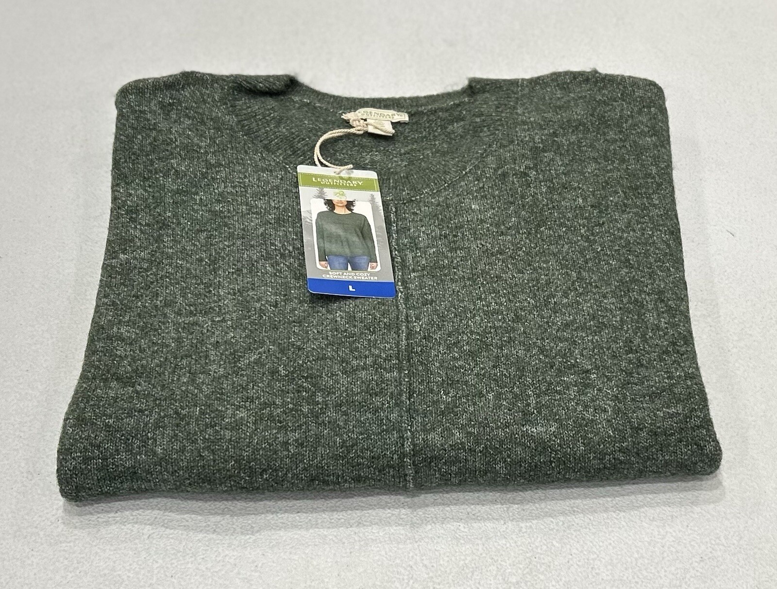 Legendary Outfitters Women's Soft and Cozy Crewneck Sweater, Heather Olive, L