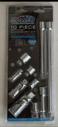 Used Power Torque 10 Piece Chrome Plated Swivel Ratchet Accessory Kit•EC - Picture 2 of 14
