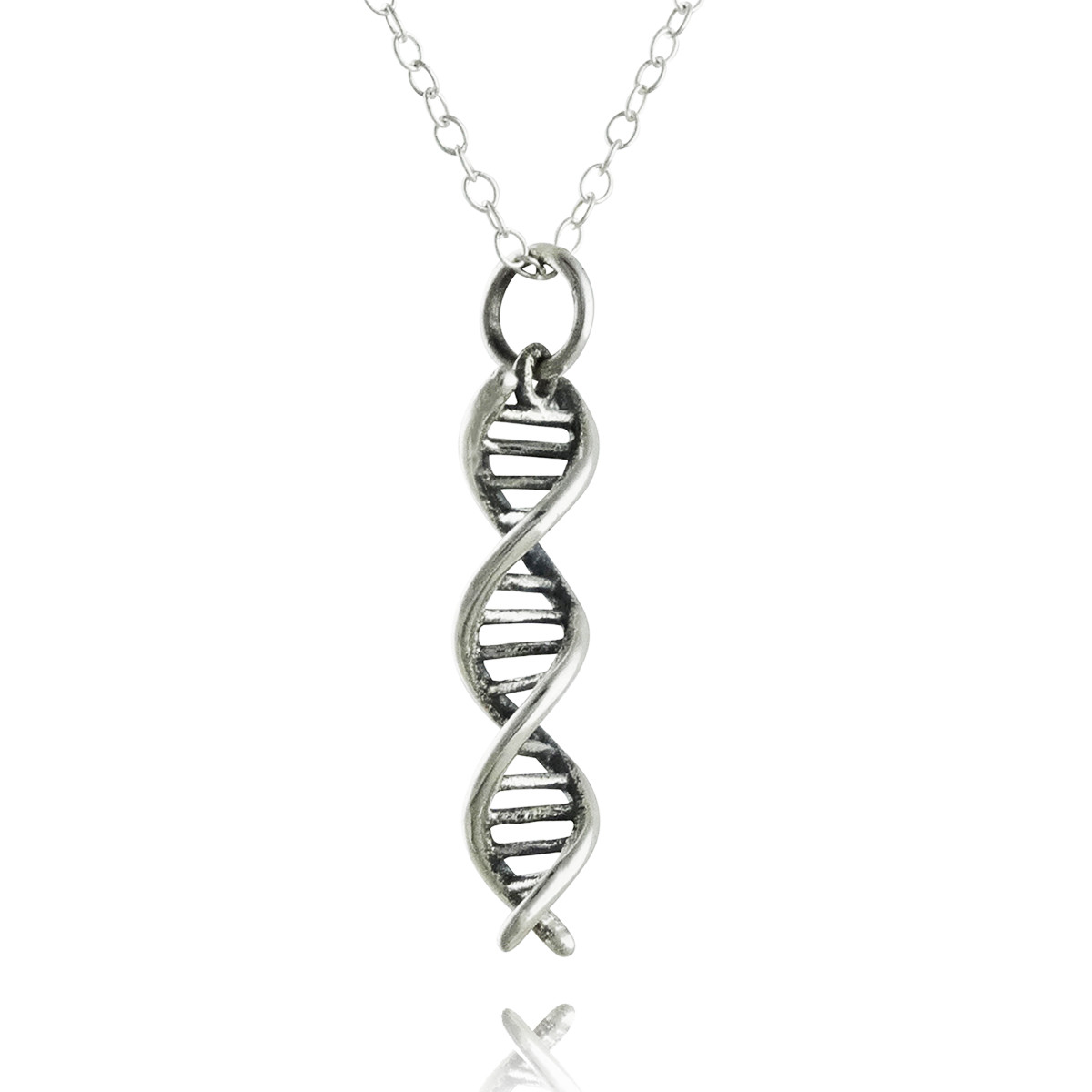 DNA Double Helix Charm Necklace - 925 Sterling Silver