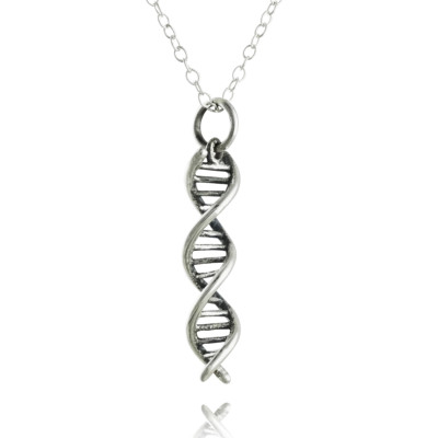 DNA Double Helix Charm Necklace - 925 Sterling Silver