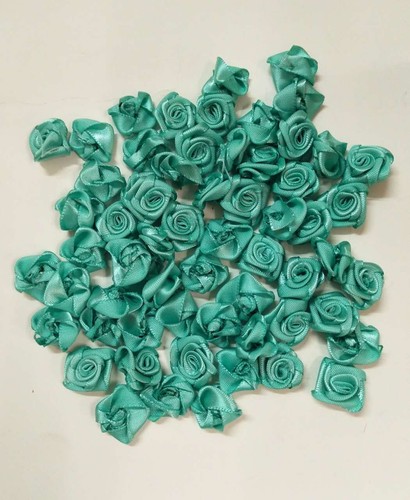 100 Pz Mini Fiori Rose Nastro Raso 16mm Vari Colori per Bomboniere - Picture 19 of 27