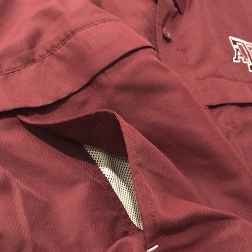 Game Guard Outdoors A&M Shirt Mens Large Maroon Golf Fishing Vented Button Up - Picture 8 of 11