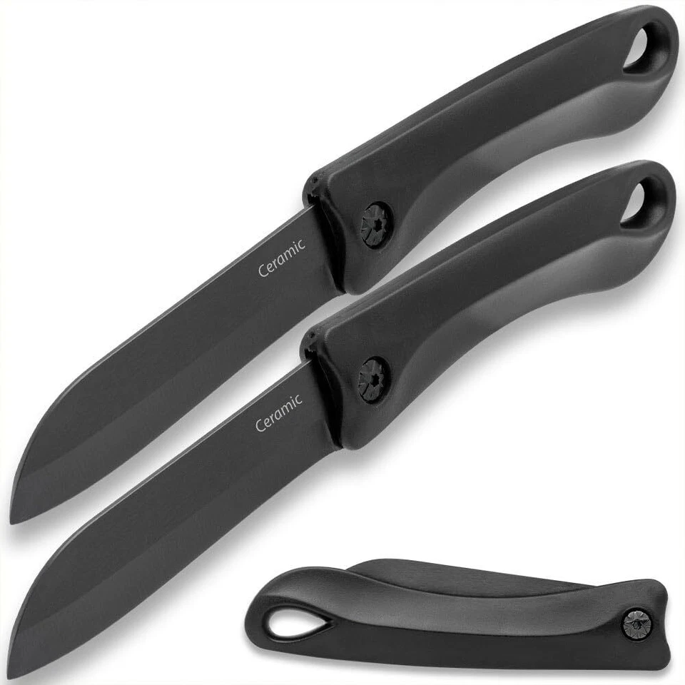 BUDK Ceramic Blade Pocket Knife Two-Pack | TPU Handle | 7 2/5" Overall Length
