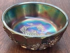 VINTAGE ST. CLAIR BLUE CARNIVAL GLASS BERRY BOWL