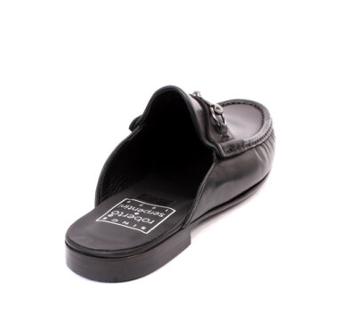 Roberto Serpentini 17247 Black Leather Slides Comfort Mules  display picture 1