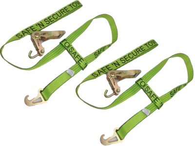 2 pk Hi-VIZ TECNIC Wheel Lift Straps, Finger Hook Ratchet, Jerr-Dan MPL Element 