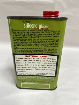 Vtg Amway Silicone Glaze Auto Polish Wax Advertising Tin Can