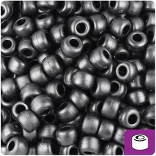 BeadTin Black Matte 9mm Barrel Plastic Pony Beads (500pcs)