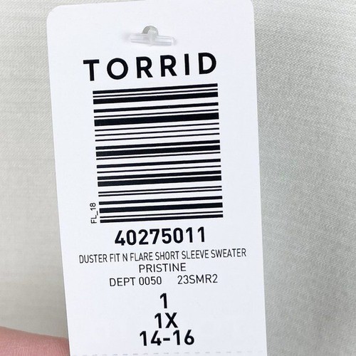 NEW Torrid Duster Fit N Flare Short Sleeve Cardigan Sweater Pristine Ivory 1X - Picture 6 of 7