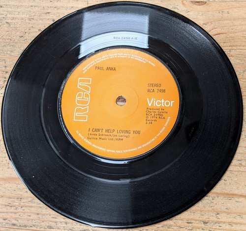 RCA2498 7" 45RPM '75 PAUL ANKA "I CAN'T HELP LOVING YOU" NORTHERN SOUL BILBO EX- - Picture 3 of 4