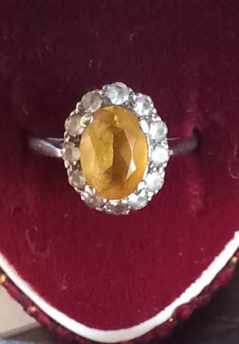 Vintage 9ct gold diamond and citrine ring - hallmarked Brody Williams - Picture 16 of 18
