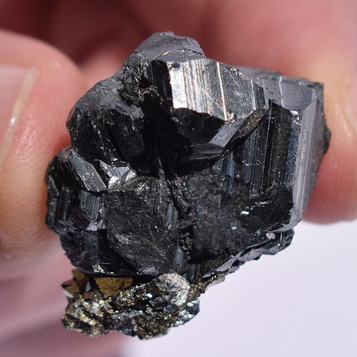 Bournonite Crystal Mineral Specimen with Pyrite Cogwheel shape from Bolivia - Picture 3 of 15