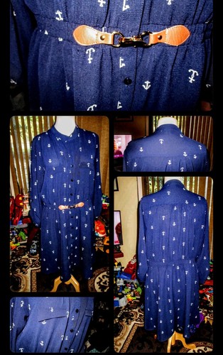 👗💖 VINTAGE 💖VESTIDO DE DISEÑADOR SIEMPRE ÍNDIGO AZUL MARINO OSCURO TALLA XL NUEVO CON ETIQUETAS - Imagen 2 de 7