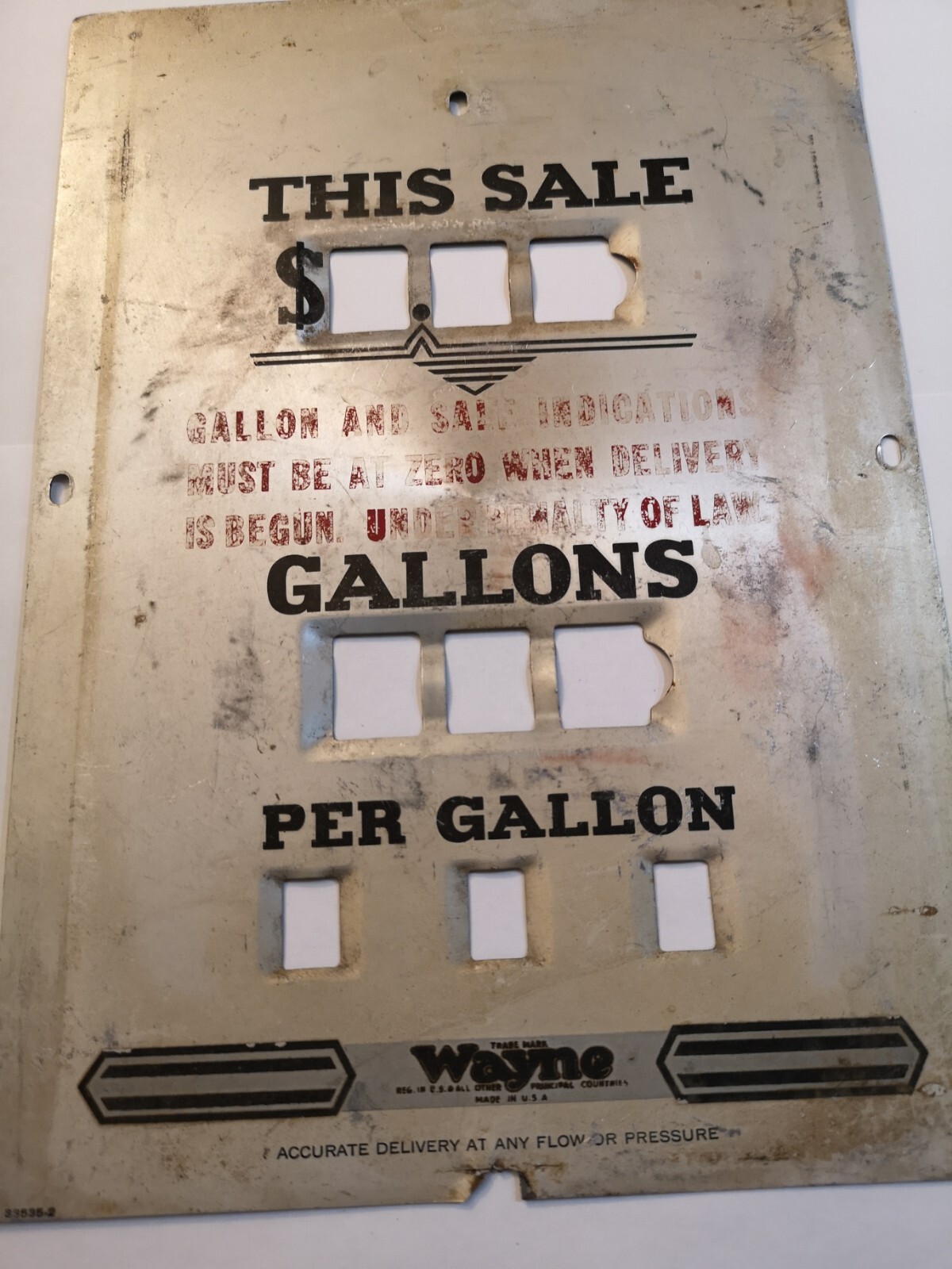 Original Wayne 60 Gas Pump Face Plate Oem | eBay