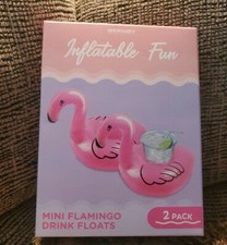 Summer Swim Pool Inflatable Fun Flamingo Drink Floats 2Pk