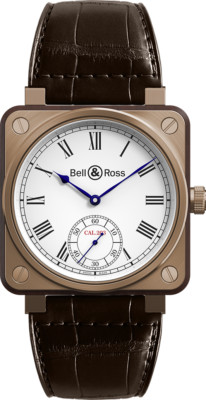Bell & Ross Aviation Instrument White Dial Leather Strap Men's Watch BR01-CM-203