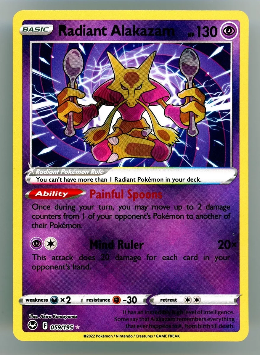 Pokémon TCG Radiant Alakazam Silver Tempest 059/195 Holo Radiant Rare