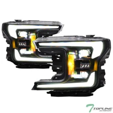 Topline For 18-20 F150 LED Switchback Sequential Projector Headlights -Blk Bezel