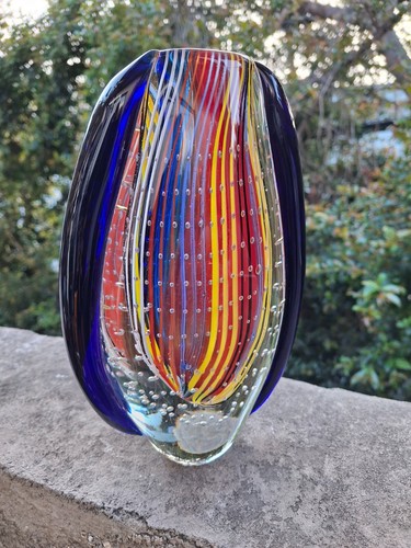 VINTAGE DEKORATIVE 50ER JAHRE MURANO SOMMERSO KUNST GLAS KNOSPENVASE 7,75" HT CBJ SIGNIERT - Bild 5 von 12