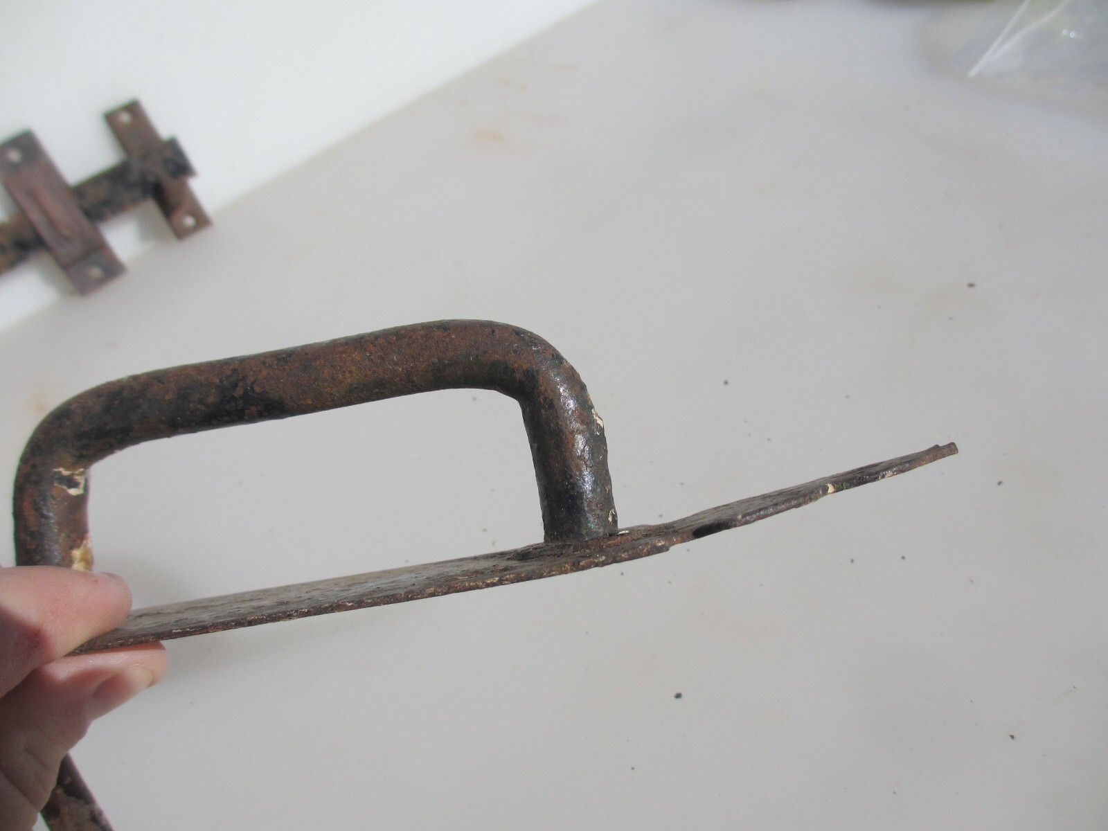 Antique Iron Door Latch Lock Catch Old Gate WC Barn Keep Vintage 9"W