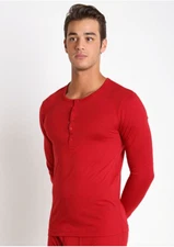 New 2(x)IST Tartan Tech Long Sleeve Henley Thermal Tee T-shirt sz M #680 2xist