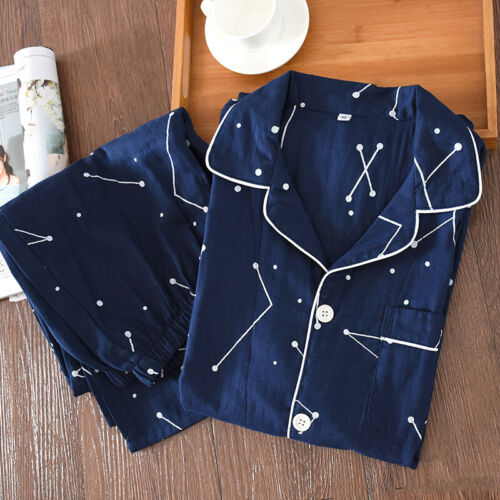 Juego de pijamas de manga larga de otoño para mujer 100 % gasa algodón estampado PJ'S ropa de dormir - Imagen 10 de 69