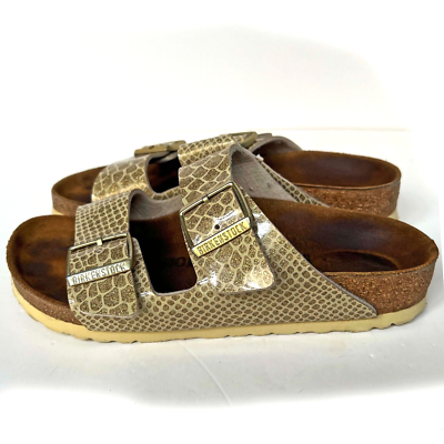 Sandales Birkenstock Arizona femme Magic Snake dorées Birko-Flor