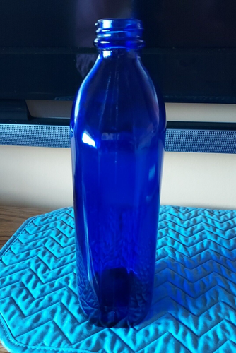 Vintage Cobalt Blue Genuine Phillips Glass Bottle Made in USA 9" Tall - Picture 4 of 7